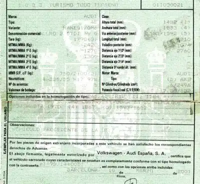 Veículo de Sucata audi allroad quattro (4b5) 2.5 tdi (132kw) do ano 2001 alimentado ake