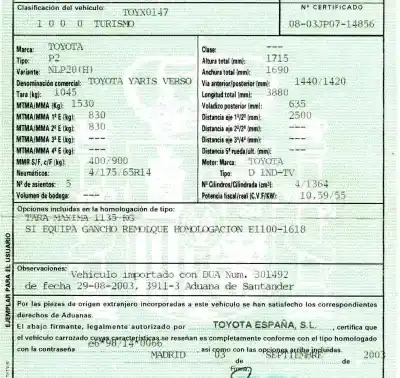 Здавання транспортного засобу toyota yaris verso (ncp2/nlp2) 1.4 d-4d linea luna року 2003 потужний 1ndtv