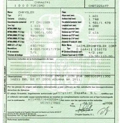 Утилизация автомобиля chrysler                                           pt cruiser (pt)                                                                                                                                                                                                                                            2.2 crd classic года 2008 питание d 644+11 digits