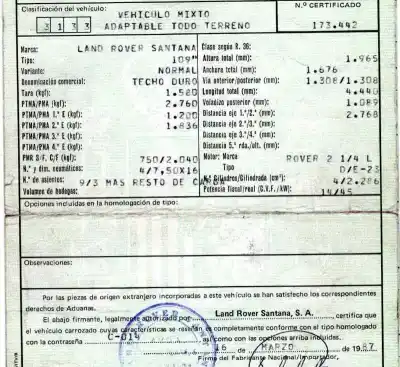 Veicolo di demolizione land rover santana 109 2.3 45kw dell'anno 1987 alimentato d/e-23