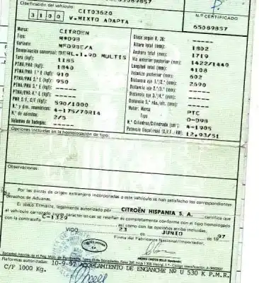 Veículo de Sucata citroen berlingo 1.9 d multispace do ano 1997 alimentado d9b