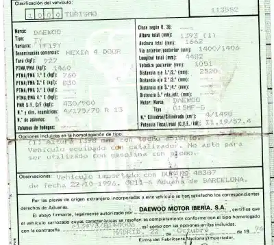 Veículo de Sucata daewoo nexia 1.5 cat do ano 1996 alimentado g15mf