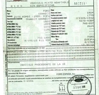 Veículo de Sucata ford transit connect (tc7) 1.8 tdci cat do ano 2006 alimentado r3pa