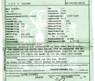 Scrapping Vehicle toyota yaris (ncp1/nlp1/scp1) 1.0 cat of the year 1999 powered 1szfe