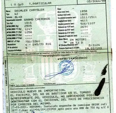 Scrapping Vehicle jeep gr.cherokee (wj/wg) 3.1 td laredo of the year 1999 powered vm 73 d