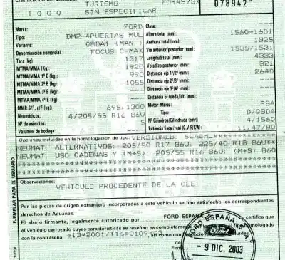 Утилизация автомобиля ford focus c-max (cap) 1.6 tdci cat года 2003 питание g8da