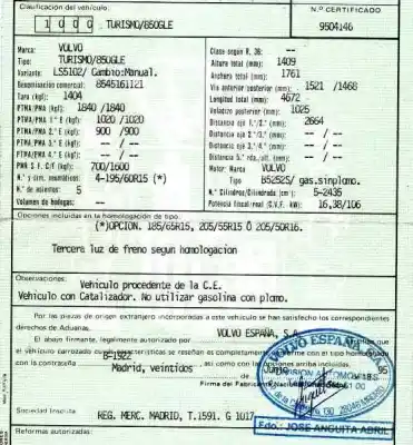 Scrapping Vehicle volvo serie 850 2.5 cat of the year 1994 powered b5252s