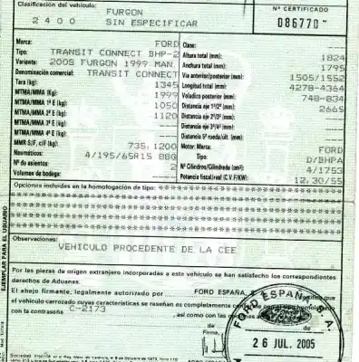 Veículo de Sucata ford transit connect (tc7) 1.8 tdci cat do ano 2005 alimentado bhpa