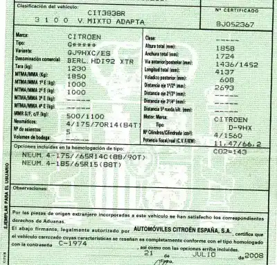 Scrapping Vehicle citroen berlingo xtr 1.6 hdi 92 of the year 2008 powered d-9hx