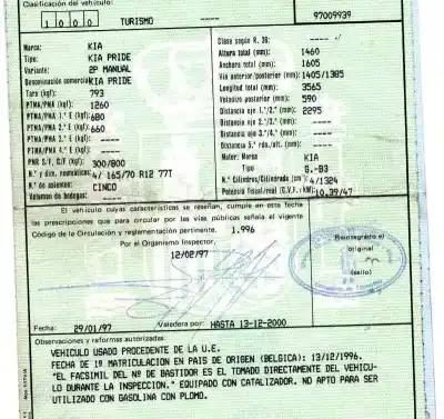 Sloopvoertuig kia pride 1.3 cat van het jaar 1996 aangedreven b3