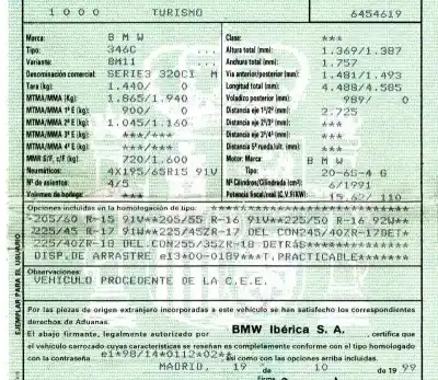 Sloopvoertuig bmw serie 3 coupe (e46) 2.0 24v van het jaar 1999 aangedreven 206s4 g