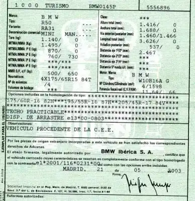 Veículo de Sucata mini r50,r53 1.6 16v cat do ano 2003 alimentado w10b16a