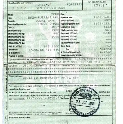 Veículo de Sucata ford focus c-max (cap) 1.6 tdci cat do ano 2003 alimentado g8da