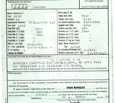 Scrapping Vehicle renault 19 hatchback (b/c53) 1.8 of the year 1993 powered f3p