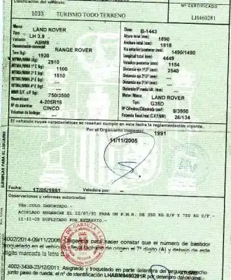 Scrapping Vehicle land rover range rover 4.0 of the year 1991 powered g 35 d