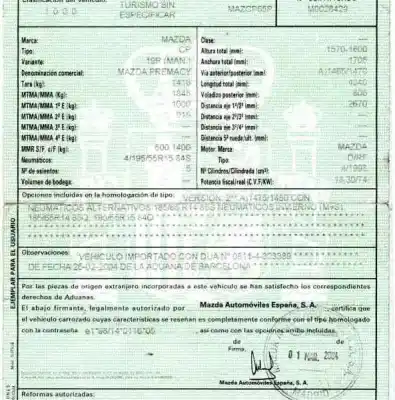 Здавання транспортного засобу mazda premacy (cp) 2.0 td року 2003 потужний rf