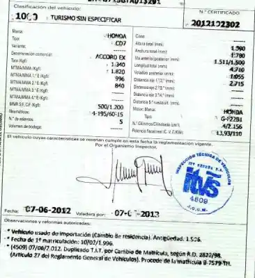 Утилизация автомобиля honda accord coupé (cd) 2.2 cat 150 cv / 110 kw года 1996 питание f22b1
