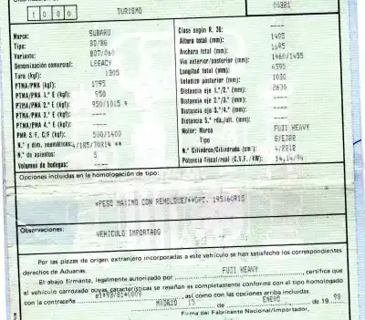 Veículo de Sucata subaru legacy berl./familiar b11 (bd/bg) 2.2 cat do ano 1998 alimentado ej22