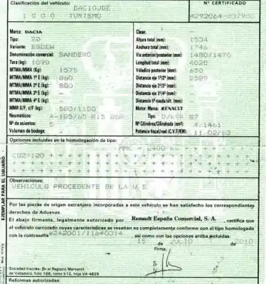 Veicolo di demolizione dacia sandero 1.5 dci dell'anno 2010 alimentato k9kb796