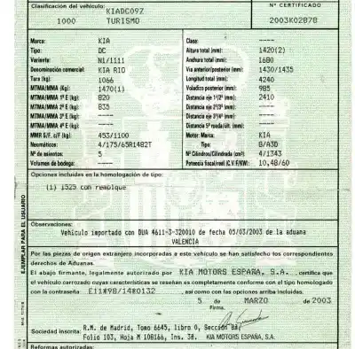 Vehicul casat kia rio 1.3 cat al anului 2003 alimentat g/a3d