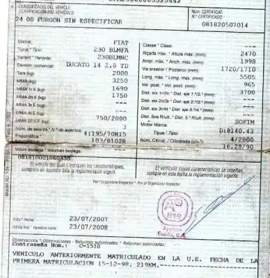 Sloopvoertuig fiat ducato furgoneta (230_) 2.8 tdi van het jaar 1998 aangedreven 8140.43