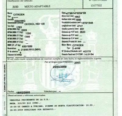 Vehicul casat citroen c8 2.2 hdi 16v premier ii al anului 2005 alimentat 4hw