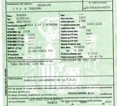 Veículo de Sucata toyota auris 1.3 16v cat do ano 2009 alimentado g 1nr