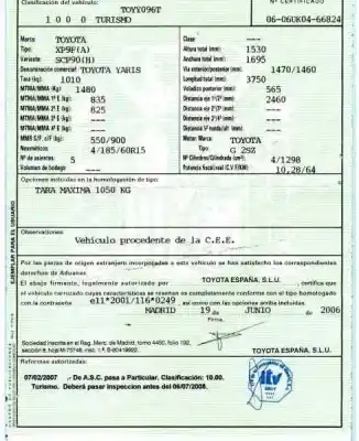 Scrapping Vehicle toyota yaris (ksp9/scp9/nlp9) 1.3 cat of the year 2006 powered g 2sz