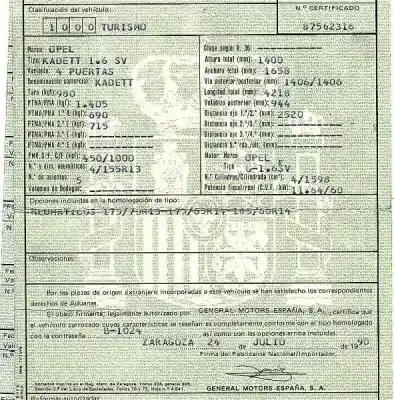 Scrapping Vehicle opel kadett e 1.6 of the year 1990 powered g-1.6sv