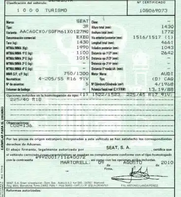 Vehicul casat seat exeo berlina (3r2) 2.0 tdi al anului 2010 alimentat cagc