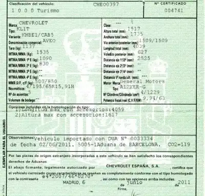 Sloopvoertuig chevrolet aveo 1.2 cat van het jaar 2011 aangedreven a12xer