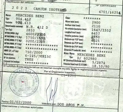 Scrapping Vehicle MERCEDES-BENZ SPRINTER (W901,W903) COMBI 2.9 Turbodiesel of the year 2000 powered 602980