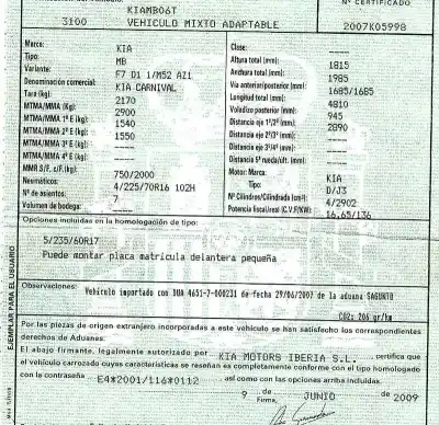 Veículo de Sucata kia carnival 2.9 crdi vgt active do ano 2009 alimentado j3