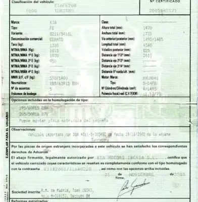 Scrapping Vehicle kia cerato 1.5 crdi of the year 2005 powered d4fa