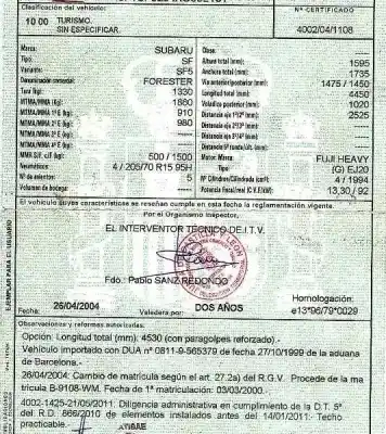 Veículo de Sucata subaru forester s10 (sf) 2.0 cat do ano 2000 alimentado ej20