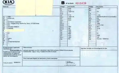 Scrapping Vehicle kia carens ( ) 1.7 crdi cat of the year 2015 powered d4fd