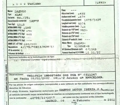 Veicolo di demolizione daewoo lanos 1.4 cat dell'anno 2002 alimentato a13sms