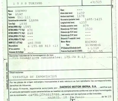 Veículo de Sucata daewoo lanos 1.4 cat do ano 1999 alimentado a13sms