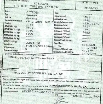 Veicolo di demolizione citroen c8 2.2 hdi 16v premier ii dell'anno 2004 alimentato d-4hw