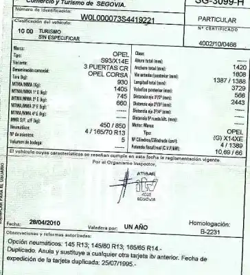 Scrapping Vehicle opel corsa d (s07) 1.4 (l08 l68) of the year 1995 powered x14xe