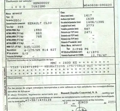 Sloopvoertuig renault clio ii fase i (b/cbo) 1.9 d alize van het jaar 2001 aangedreven f8q p6