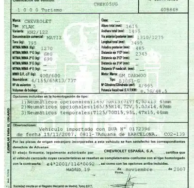 Veicolo di demolizione chevrolet matiz 1.0 cat dell'anno 2007 alimentato b10s1