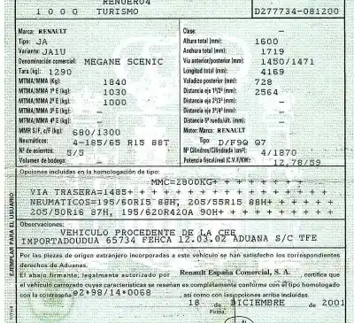 Утилизация автомобиля renault scénic i monospace (ja0/1_, fa0_) 1.9 dti (ja1u) года 2001 питание f9qq744