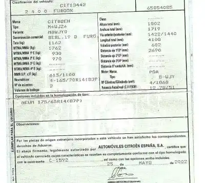 Veículo de Sucata citroen berlingo 1.9 d multispace do ano 2002 alimentado wjy