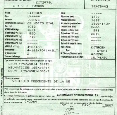 Veículo de Sucata citroen c2 (jm_) 1.4 hdi do ano 2007 alimentado 8hz