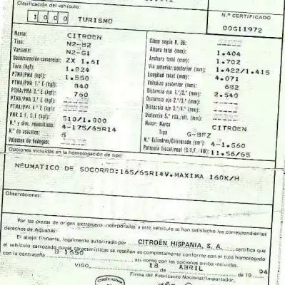 Véhicule à la ferraille citroen zx 1.6 / 1.6i avantage de l'année 1994 alimenté bfz