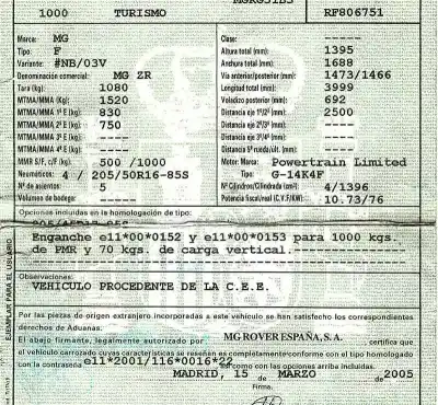 Утилизация автомобиля mg mg zr (f/rf) 1.4 16v cat года 2005 питание 14k4f