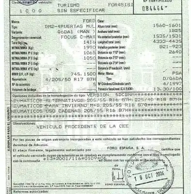 Veículo de Sucata ford focus c-max (cap) 2.0 tdci cat do ano 2004 alimentado g6da
