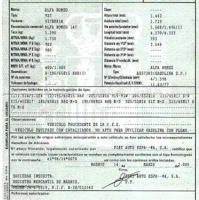 Veículo de Sucata alfa romeo 147 (190) 1.6 16v cat do ano 2005 alimentado ar37203