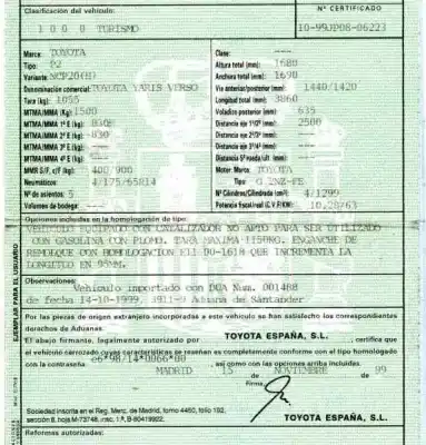 Утилизация автомобиля toyota yaris verso (ncp2/nlp2) 1.3 linea luna 86 cv / 63 kw года 1999 питание 2nzfe